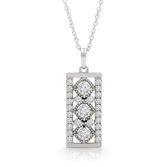 1.50 CTTW Moissanite Open Work Bar Drop Pendant in 925 Sterling Silver