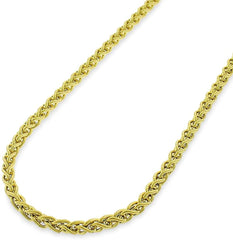 14K Yellow Gold 3mm Hollow Wheat Spiga Link Chain