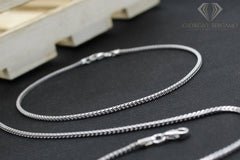 925 Sterling Silver 1.5mm Solid Franco Rhodium Bracelet