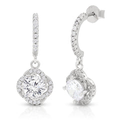 925 Sterling Silver Micro Pave Twisted Drop Earrings