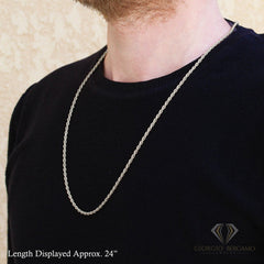 14K White Gold 3mm Solid Rope Diamond Cut Chain