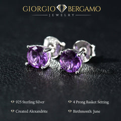 925 Sterling Silver 2.00 ct Genuine Gemstone Birthstone Stud Earrings