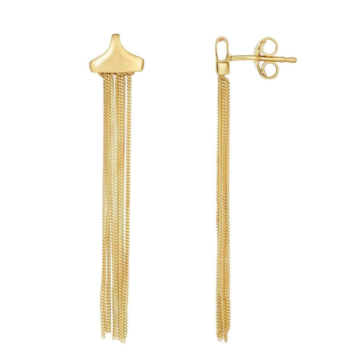 14K Yellow Gold Multi-Strand Curb Link Chandelier Earring