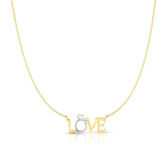 14K Gold Two-Tone Love Pendant Necklace