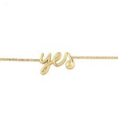 14K Yellow Gold Script "Yes" Diamond Accent Bracelet
