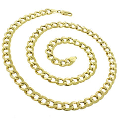 14K Yellow Gold 7.5mm Hollow Cuban Curb Link Chain