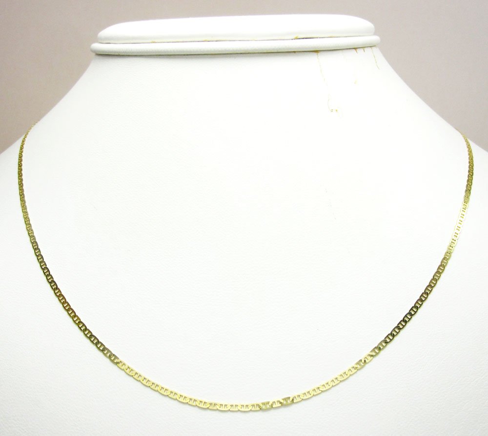 10K Yellow Gold 1.5mm Flat Mariner Anchor Link Chain