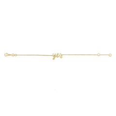 14K Yellow Gold Script "Yes" Diamond Accent Bracelet
