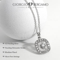 .70 CTTW Moissanite Caged Halo Pendant Necklace in 925 Sterling Silver