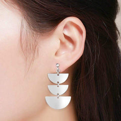 925 Sterling Silver Fancy Dangle Triple Tier Drop Earrings