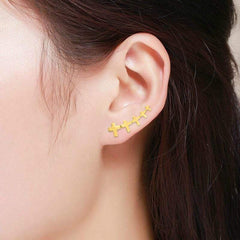 14K Yellow Gold Graduated Crosses Ear Climber Earrings