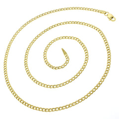 14K Yellow Gold 2.5mm Hollow Cuban Curb Link Chain