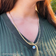 925 Sterling Silver 3.5mm Paper Clip Yellow Gold Plated Chain