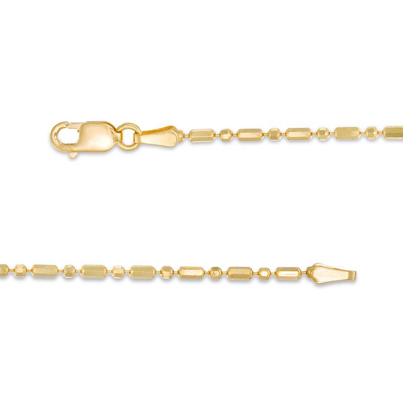 14K Gold 1.2mm Bar and Ball Bead Chain, 20