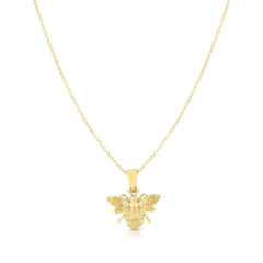 14K Yellow Gold Bumblebee Pendant Necklace