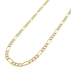 14K Yellow Gold 4.5mm Hollow Figaro Diamond Cut Pave Link Chain