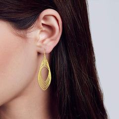 14K Yellow Gold Diamond Cut Marquise Teardrop Earring