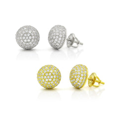925 Sterling Silver Micro Pave Unisex Dome 3D Screw Back Stud Earrings