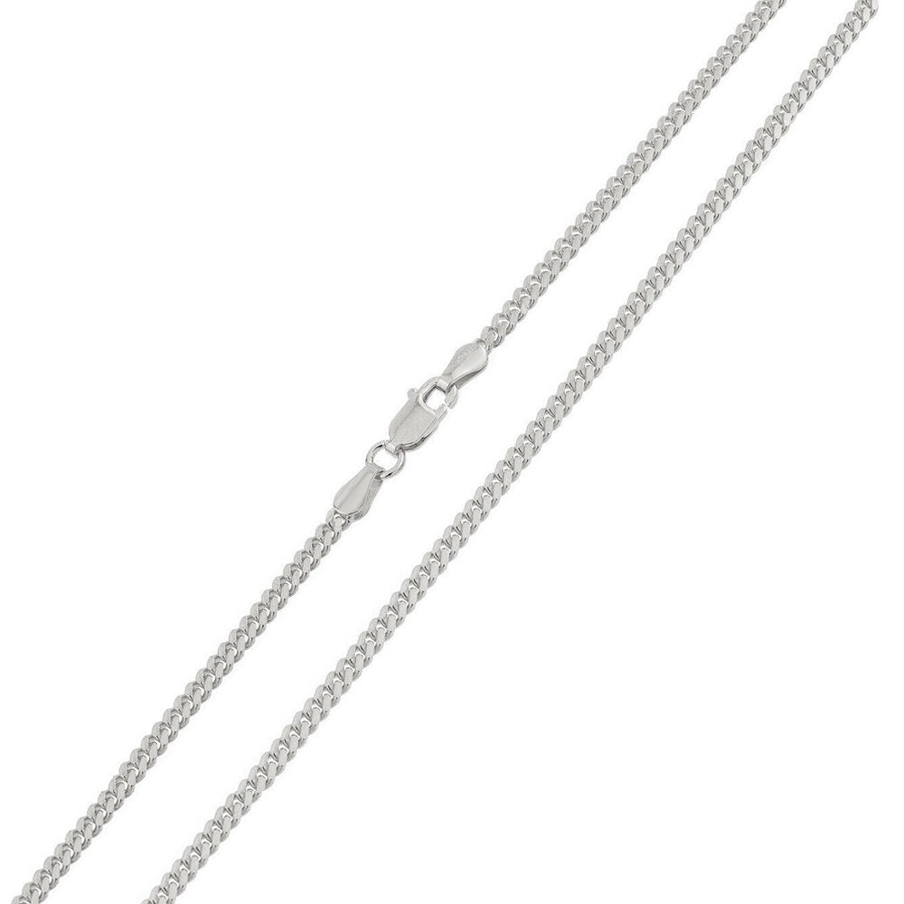 10K White Gold 1mm Solid Miami Cuban Gourmette Curb Link Chain