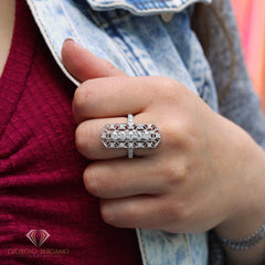 1.60 CTTW Moissanite Octagonal Filigree Cocktail Ring in 925 Sterling Silver