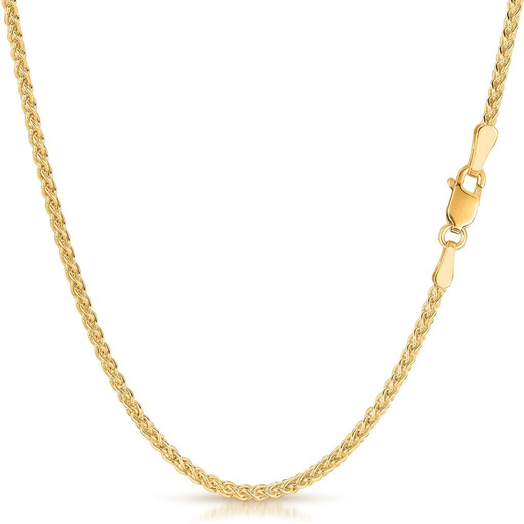 14K Yellow Gold Solid Wheat 2mm Chain