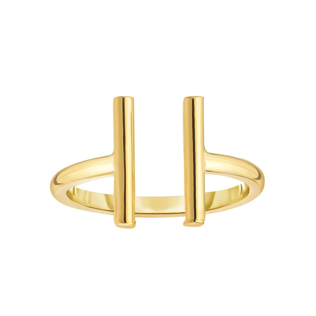 14K Yellow Gold High Polish Minimalist Bar End Ring