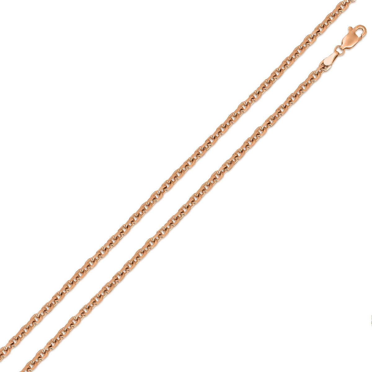 14K Rose Gold 1.5mm Cable Diamond Cut Chain