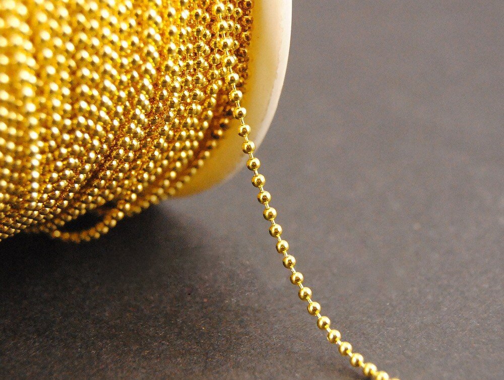 14K Yellow Gold 1mm Ball Bead Chain