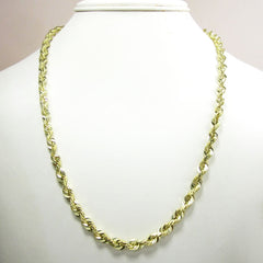 10K Yellow Gold 5mm Solid Rope Diamond Cut Chain
