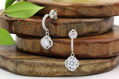 925 Sterling Silver Micro Pave Twisted Drop Earrings