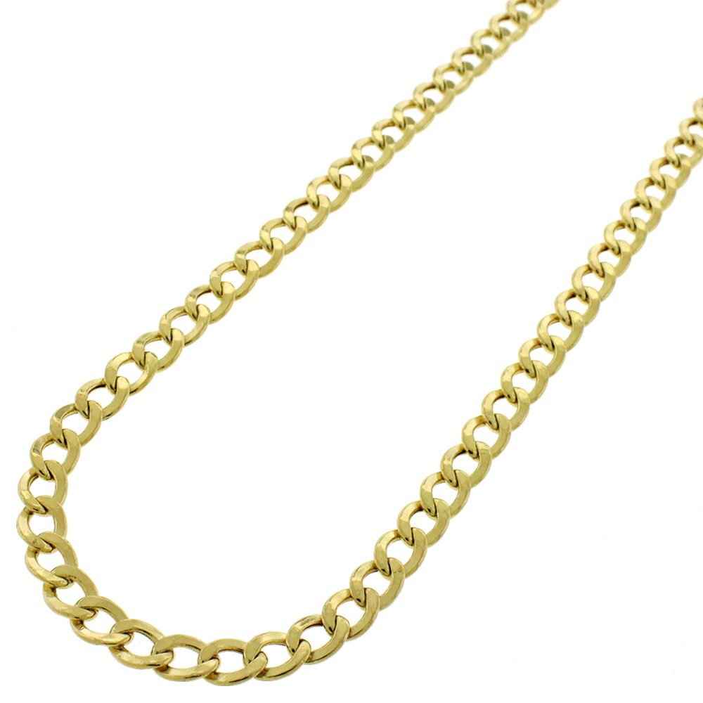 14K Yellow Gold 4.5mm Hollow Cuban Curb Link Chain