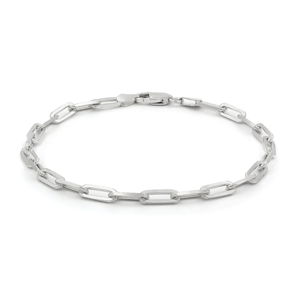 925 Sterling Silver 3.5mm Paper Clip Rhodium Plated Bracelet/Anklet