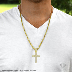 925 Sterling Silver Micro Pave Baguette X Cross Pendant Only