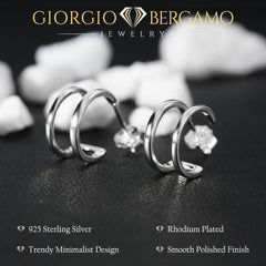 925 Sterling Silver Gold Plated Polished Double Hoop Earring
