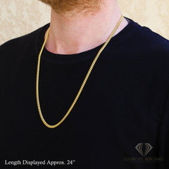 925 Italian Sterling Silver 4mm Solid Miami Cuban Gold Plated Chain