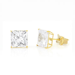 14K Yellow Gold Basket Set 3mm - 8mm Princess Cut Stud Earrings