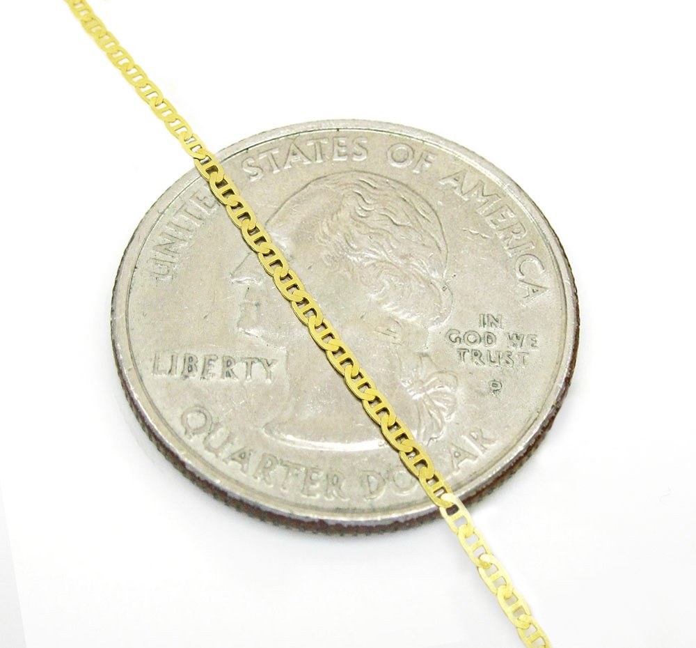 14K Yellow Gold 1mm Flat Mariner Anchor Chain