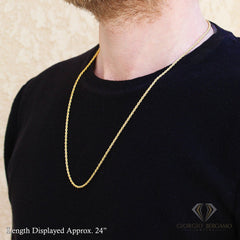 14K Yellow Gold 2.5mm Solid Rope Diamond Cut Chain