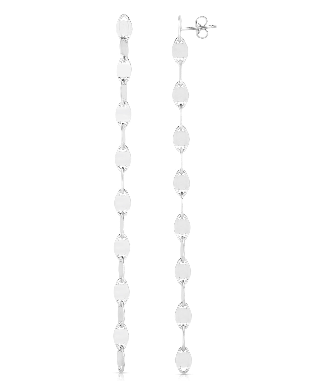 925 Sterling Silver Polished Marina Link Dangle Drop Shoulder Duster Earrings
