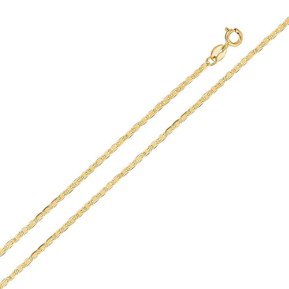 10K Yellow Gold 1mm Flat Mariner Anchor Link Chain