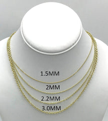 14K Yellow Gold 2.2mm Forsantina Cable Chain