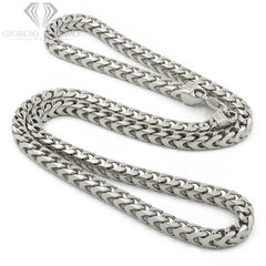 925 Sterling Silver 5.5mm Solid Franco Rhodium Chain