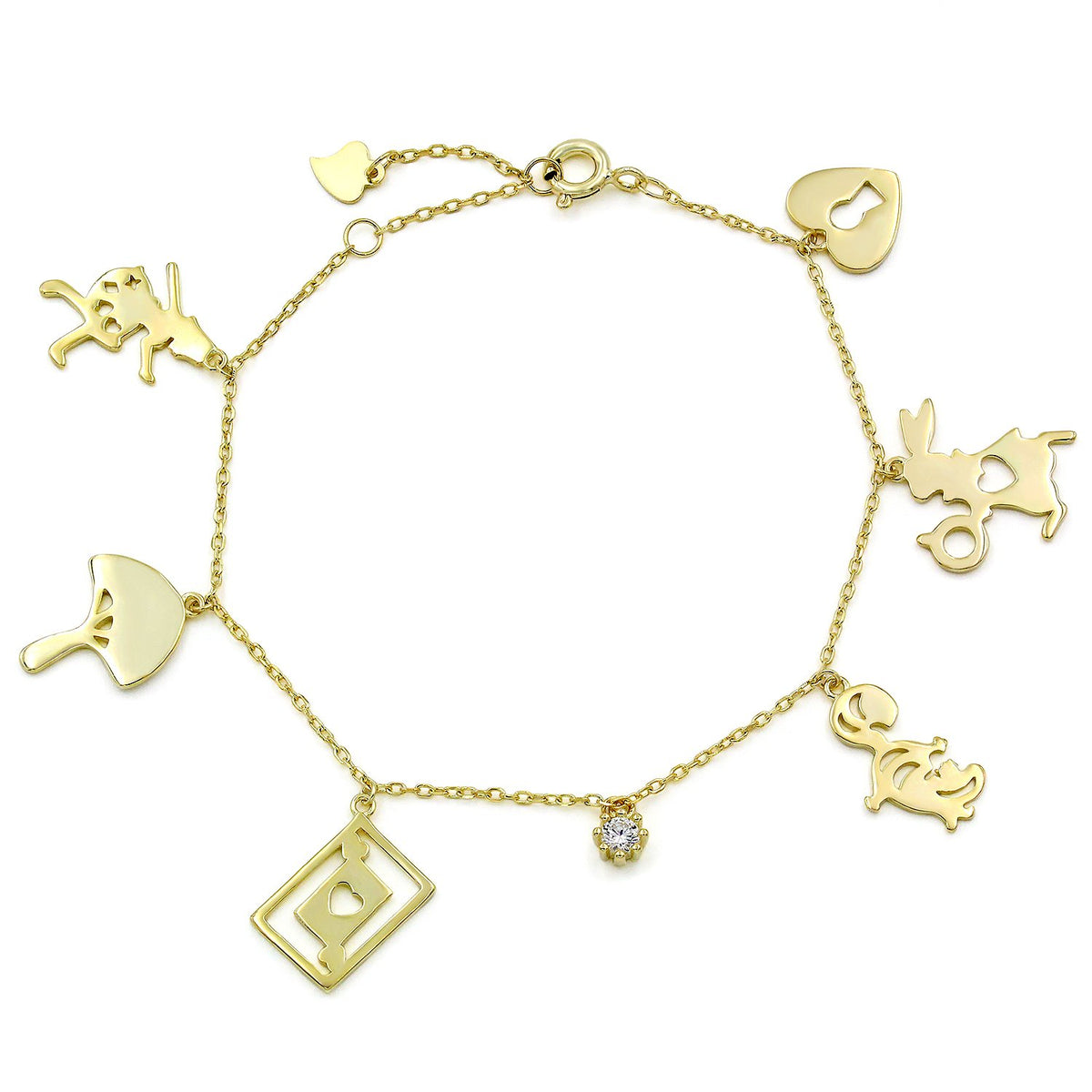 925 Sterling Silver Gold Plated Enchanted Charm Bracelet