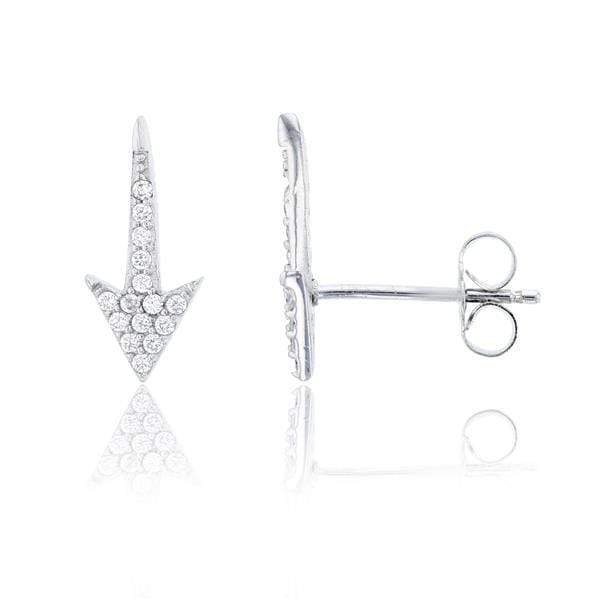 925 Sterling Silver Micro Pave Arrow Stud Earrings