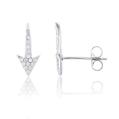 925 Sterling Silver Micro Pave Arrow Stud Earrings