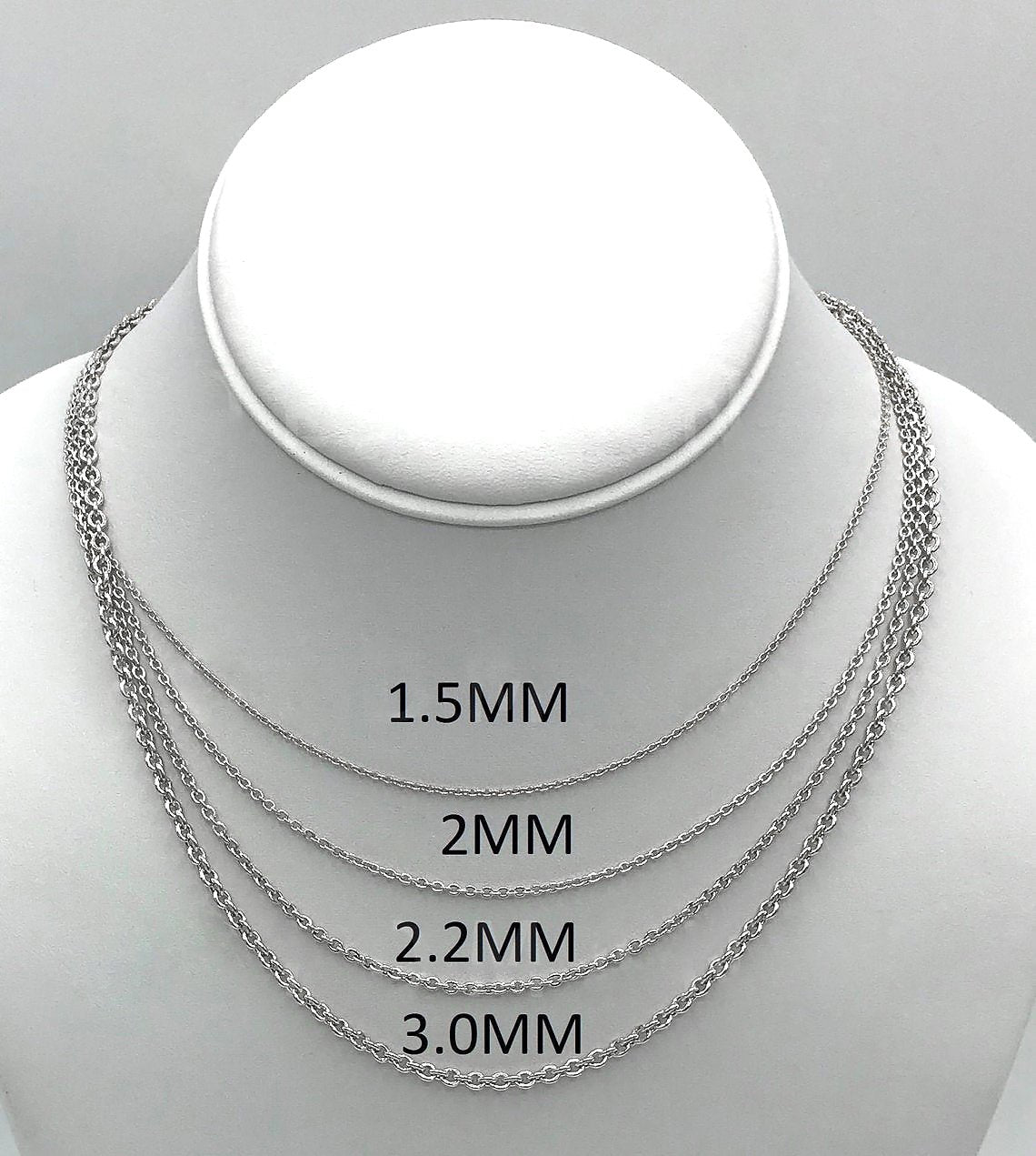 Collana Oro Bianco 14K Forsantina 1.5 Mm | Catena Classica Da 40,6 - 50,8 Cm | Per Ciondolo O Da Sola | Con Scatola Regalo
