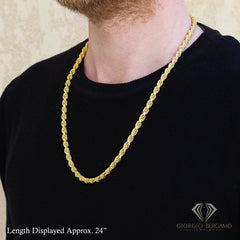 925 Sterling Silver 5.5mm Solid Rope Diamond Cut Gold Plated Chain