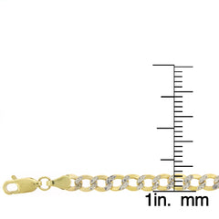 14K Yellow Gold 3.5mm Hollow Cuban Diamond Cut Pave Curb Link Chain