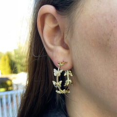 Gold Plated Micro Pave Butterfly Hoop Earring