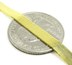 925 Sterling Silver 4mm Flat Herringbone Link Yellow Gold Plated Chain